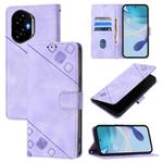 For Honor 300 5G Skin-feel Embossed Leather Phone Case(Light Purple)