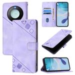 For Honor X9c Smart 5G Global Skin-feel Embossed Leather Phone Case(Light Purple)