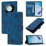 For Honor X9c Smart 5G Global Skin-feel Embossed Leather Phone Case(Blue)