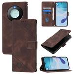 For Honor X9c Smart 5G Global Skin-feel Embossed Leather Phone Case(Brown)