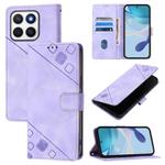 For Honor X8c 4G Global Skin-feel Embossed Leather Phone Case(Light Purple)