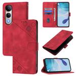 For Honor 400 Lite Skin-feel Embossed Leather Phone Case(Red)