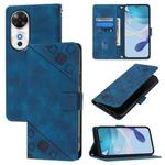 For Honor Play 60 5G Skin-feel Embossed Leather Phone Case(Blue)