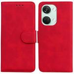 For OnePlus Nord 3 Skin Feel Pure Color Flip Leather Phone Case(Red)