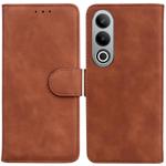 For OnePlus Nord CE4 5G Skin Feel Pure Color Flip Leather Phone Case(Brown)