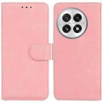 For OnePlus 13 Skin Feel Pure Color Flip Leather Phone Case(Pink)