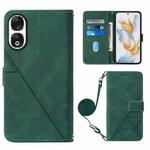 For Honor 90 Crossbody 3D Embossed Flip Leather Phone Case(Dark Green)