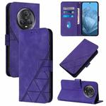 For Honor Magic5 Pro Crossbody 3D Embossed Flip Leather Phone Case(Purple)