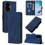 For Honor 300 Crossbody 3D Embossed Flip Leather Phone Case(Blue)