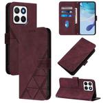 For Honor X8c 4G Global Crossbody 3D Embossed Flip Leather Phone Case(Wine Red)
