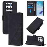 For Honor X8c 4G Global Crossbody 3D Embossed Flip Leather Phone Case(Black)