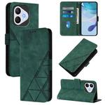 For Honor 400 Lite Global Crossbody 3D Embossed Flip Leather Phone Case(Dark Green)
