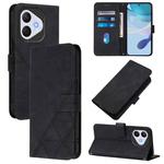 For Honor 400 Lite Global Crossbody 3D Embossed Flip Leather Phone Case(Black)