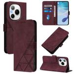 For Honor Power 5G Crossbody 3D Embossed Flip Leather Phone Case(Wine Red)