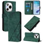For Honor Power 5G Crossbody 3D Embossed Flip Leather Phone Case(Dark Green)