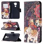 For Xiaomi Redmi Note 9 Colored Drawing Pattern Horizontal Flip Leather Case with Holder & Card Slots & Wallet(Flowers and Elephant)