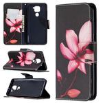 For Xiaomi Redmi Note 9 Colored Drawing Pattern Horizontal Flip Leather Case with Holder & Card Slots & Wallet(Lotus)