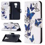 For Xiaomi Redmi Note 9 Colored Drawing Pattern Horizontal Flip Leather Case with Holder & Card Slots & Wallet(Blue Butterfly)