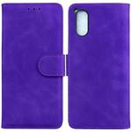 For Sony Xperia 5 V Skin Feel Pure Color Flip Leather Phone Case(Purple)