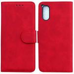 For Sony Xperia 5 V Skin Feel Pure Color Flip Leather Phone Case(Red)