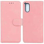 For Sony Xperia 5 V Skin Feel Pure Color Flip Leather Phone Case(Pink)