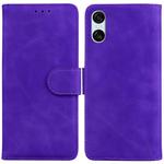 For Sony Xperia 10 VI Skin Feel Pure Color Flip Leather Phone Case(Purple)