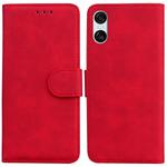 For Sony Xperia 10 VI Skin Feel Pure Color Flip Leather Phone Case(Red)