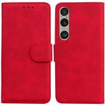 For Sony Xperia 1 VI Skin Feel Pure Color Flip Leather Phone Case(Red)