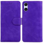 For Sony Xperia 5 VI Skin Feel Pure Color Flip Leather Phone Case(Purple)