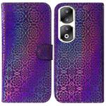 For Honor 90 Pro Colorful Magnetic Buckle Leather Phone Case(Purple)