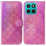 For Honor X8c 4G Colorful Magnetic Buckle Leather Phone Case(Pink)