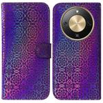 For Honor X70 5G Colorful Magnetic Buckle Leather Phone Case(Purple)