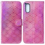 For Sony Xperia 5 V Colorful Magnetic Buckle Leather Phone Case(Pink)