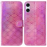 For Sony Xperia 10 VI Colorful Magnetic Buckle Leather Phone Case(Pink)