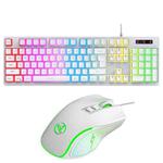 HXSJ L200+X100 Wired RGB Backlit Keyboard and Mouse Set 104 Pudding Key Caps + 3600DPI Mouse(White)