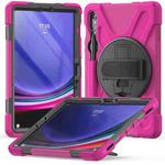 For Samsung Galaxy Tab S9 / S8 / S7 Rotary Handle Grab TPU + PC Tablet Case(Rose Red)