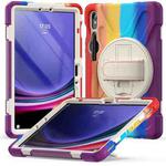 For Galaxy Tab S10 FE / S9 FE / S9 / S8 / S7 Rotary Handle Grab TPU + PC Tablet Case(Colorful Red)