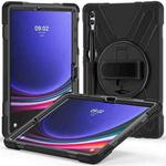 For Samsung Galaxy Tab S9+ / S8+ Rotary Handle Grab TPU + PC Tablet Case(Black)
