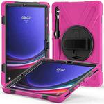 For Samsung Galaxy Tab S9+ / S8+ Rotary Handle Grab TPU + PC Tablet Case(Rose Red)