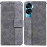 For Honor 90 Lite Geometric Embossed Leather Phone Case(Grey)