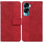 For Honor 90 Lite Geometric Embossed Leather Phone Case(Red)
