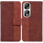 For Honor 90 Pro Geometric Embossed Leather Phone Case(Brown)
