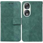 For Honor 90 Geometric Embossed Leather Phone Case(Green)