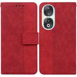 For Honor 90 Geometric Embossed Leather Phone Case(Red)