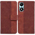 For Honor X5 Plus / Play 40C Geometric Embossed Leather Phone Case(Brown)