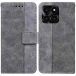 For Honor X6a Geometric Embossed Leather Phone Case(Grey)