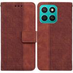For Honor X8c 4G Geometric Embossed Leather Phone Case(Brown)