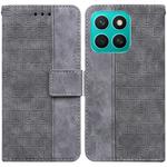 For Honor X8c 4G Geometric Embossed Leather Phone Case(Grey)