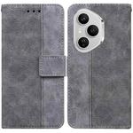 For Honor 400 Pro Global 160.8mm Geometric Embossed Leather Phone Case(Grey)