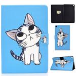 For Samsung Galaxy Tab A 10.1 (2019) T515 / T510 Voltage Painted Pattern Tablet PC Protective Leather Case with Bracket & Card Slots & Anti-skid Strip(Blue Cat)